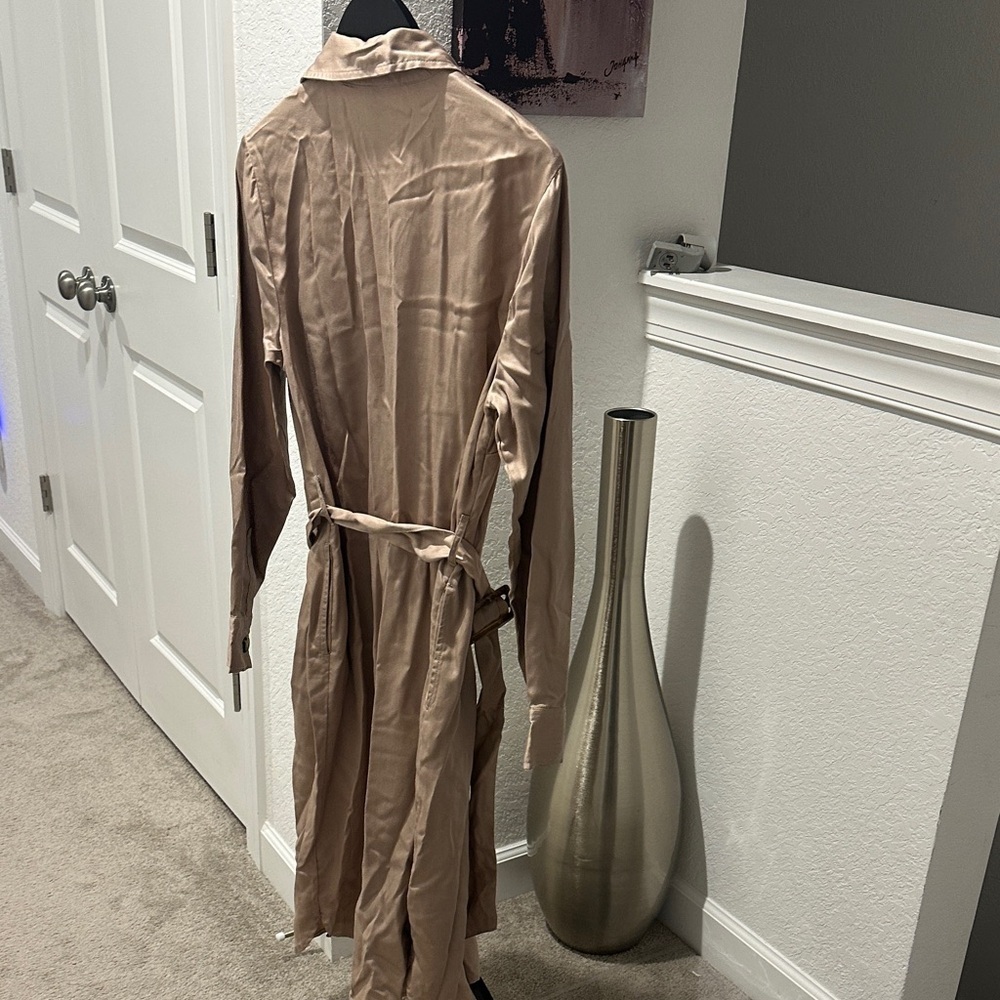 Time and Tru Taupe Belted Trench Shirt Dress - Picture 3 of 3